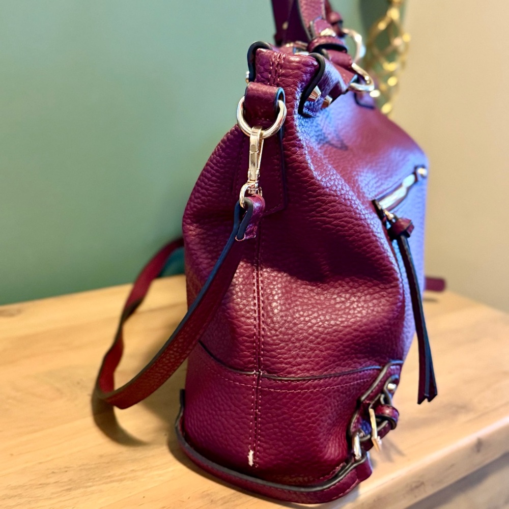 Urban Expressions Burgundy Plum Vegan Leather Satchel Crossbody NWOT - Picture 3 of 12